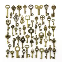 Zinc Alloy Key Pendants, antique brass color plated, mixed, 15-35mm 