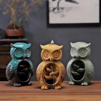 Incense Smoke Flow Backflow Holder Ceramic Incense Burner, Porcelain, Owl, plated, for home and office & durable 