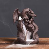 Incense Smoke Flow Backflow Holder Ceramic Incense Burner, Purple Clay, Dragon, plated, for home and office & durable 