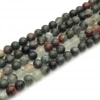 Blutstein Perlen, Afrikanischer Blutstein, rund, poliert, DIY, gemischte Farben, Länge:38 cm, verkauft von Strang
