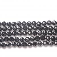 Single Gemstone Beads, Schorl, Round, DIY & faceted, black cm 