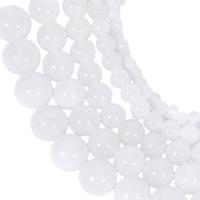 weiße Jade Perle, rund, poliert, DIY, weiß, Länge:38 cm, verkauft von Strang