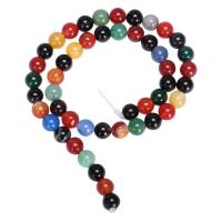 Natürliche Regenbogen Achat Perlen, rund, poliert, DIY, farbenfroh, Länge:38 cm, verkauft von Strang