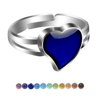 Mood Finger Ring, Zinc Alloy, Heart, plated, Adjustable & for woman & epoxy gel & change their color according to the temperature 