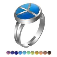 Mood Finger Ring, Zinc Alloy, plated, Adjustable & peace logo design & Unisex & epoxy gel & change their color according to the temperature, mixed colors, 17mm 