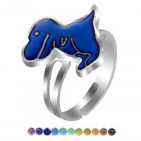 Mood Finger Ring, Zinc Alloy, Dinosaur, plated, Adjustable & for children & epoxy gel & change their color according to the temperature & enamel, mixed colors 