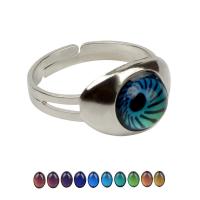 Mood Finger Ring, Zinc Alloy, with Glass, plated, Adjustable & for woman & change their color according to the temperature, mixed colors 