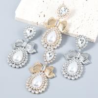 Kunststoff Perle Zink Legierung Ohrring, Zinklegierung, mit ABS-Kunststoff-Perlen, Modeschmuck & für Frau & mit Glas Strass & mit Strass, keine, verkauft von Paar