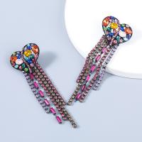Fashion Fringe Earrings, Zinc Alloy, with acrylic rhinestone, fashion jewelry & for woman 