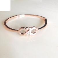Rhinestone Zinc Alloy Bangle, plated, for woman & with rhinestone, rose gold color 