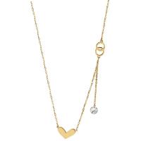 Titanium Steel Jewelry Necklace, with Cubic Zirconia, with 5cm extender chain, Heart, gold color plated, round link chain & for woman, golden Approx 40 cm 