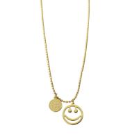 Titanium Steel Jewelry Necklace, with 5cm extender chain, Smiling Face, gold color plated, ball chain & for woman, golden Approx 40 cm 
