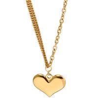 Titanium Steel Jewelry Necklace, Heart, gold color plated, oval chain & for woman, golden Approx 45 cm 