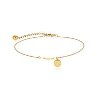 Fashion Jewelry Anklet, Titanium Steel, Smiling Face, gold color plated, oval chain & for woman, golden Approx 27 cm 