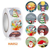 Decorative Stickers, Adhesive Sticker, with Copper Printing Paper, Round, printing, Christmas Design 25mm 