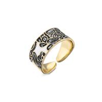 Brass Cuff Finger Ring, 18K gold plated, Adjustable & for woman & enamel, white and black 