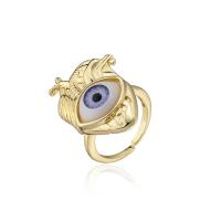 Evil Eye Jewelry Finger Ring, Brass, 18K gold plated, Adjustable & for woman 29mm 