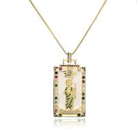 Cubic Zircon Micro Pave Brass Necklace, with 1.96 inch extender chain, 18K gold plated, micro pave cubic zirconia & for woman & enamel Approx 17.72 Inch 
