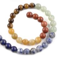 Perles de pierre gemme mixte, Pierre naturelle, Rond, poli, DIY, couleurs mélangées cm, Vendu par brin