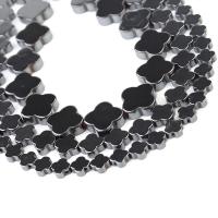 Magnetic Hematite Beads, Four Leaf Clover, polished, DIY, black cm 