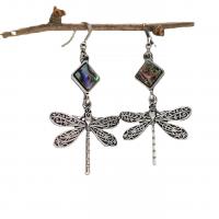 Zinc Alloy Drop Earring, with Abalone Shell, Dragonfly, plated, fashion jewelry & for woman 