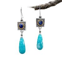Turquoise Zinc Alloy Earring, with Lapis Lazuli & turquoise, plated, fashion jewelry & for woman 