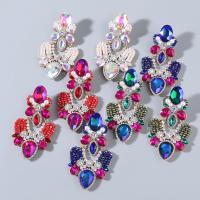 Plastic Pearl Zinc Alloy Earring, with ABS Plastic Pearl, fashion jewelry & for woman & with glass rhinestone & with rhinestone 