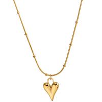 Titanium Steel Jewelry Necklace, with 5cm extender chain, Heart, gold color plated, snake chain & for woman, golden Approx 41 cm 