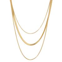 Fashion Multi Layer Necklace, Titanium Steel, with 4.5cm extender chain, gold color plated, three layers & herringbone chain & for woman, golden Approx 45 cm 