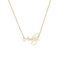 Titan Schmuck Halskette, Titanstahl, mit Verlängerungskettchen von 6.3cm, Alphabet-Buchstabe, goldfarben plattiert, für Frau, goldfarben, 40x25mm, Länge:ca. 42 cm, verkauft von PC