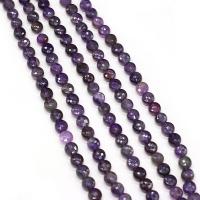 Natural Amethyst Beads, Flat Round, DIY & faceted, purple, 6mm cm 