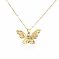 Cubic Zircon Micro Pave Brass Necklace, with 1.96 inch extender chain, Butterfly, gold color plated, Adjustable & micro pave cubic zirconia & for woman Approx 17.72 Inch 