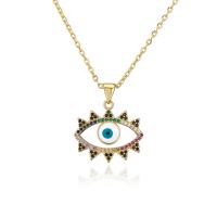 Cubic Zircon Micro Pave Brass Necklace, Eye, gold color plated, Adjustable & micro pave cubic zirconia & for woman & enamel Approx 17.75 Inch 
