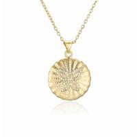 Cubic Zircon Micro Pave Brass Necklace, Flat Round, gold color plated, Adjustable & micro pave cubic zirconia & for woman Approx 17.72 Inch 