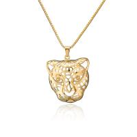 Cubic Zircon Micro Pave Brass Necklace, Leopard, gold color plated, Adjustable & for woman & hollow Approx 17.72 Inch 