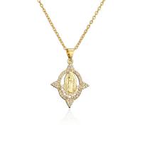 Cubic Zircon Micro Pave Brass Necklace, gold color plated, micro pave cubic zirconia & for woman Approx 17.72 Inch 