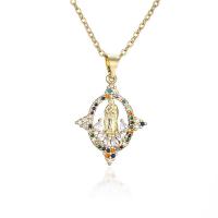 Cubic Zircon Micro Pave Brass Necklace, Virgin Mary, gold color plated, micro pave cubic zirconia & for woman & hollow Approx 17.72 Inch 