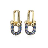 Cubic Zirconia Micro Pave Brass Earring, 18K gold plated, Adjustable & micro pave cubic zirconia & for woman 