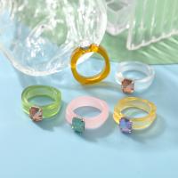 Anillo de dedo de resina, Joyería & para mujer & con diamantes de imitación, más colores para la opción, 26mm, Vendido por UD