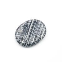 schwarze Seide Stein Thumb Worry Stone, poliert, Massage, gemischte Farben, gesundes Armband, 45x35x8mm, verkauft von PC