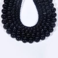 Natural Black Agate Beads, Round, polished, DIY, black cm 