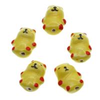 Tierische Porzellan Perlen, Bär, DIY, gelb, 20x15x12mm, 100PCs/Tasche, verkauft von Tasche