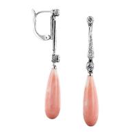 Zinc Alloy Leverback Earring, with Synthetic Coral, plated, fashion jewelry & for woman & with rhinestone 