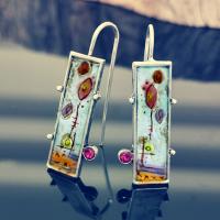 Zinc Alloy Rhinestone Drop Earring, plated, Hand-Painted Enamel Glaze & fashion jewelry & for woman & with rhinestone 