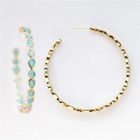 Zinc Alloy Hoop Earring, with Artificial Opal, plated, fashion jewelry & for woman & epoxy gel 