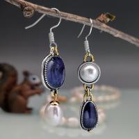 Plastic Pearl Zinc Alloy Earring, with Synthetic Agate & Plastic Pearl, plated, fashion jewelry & for woman 