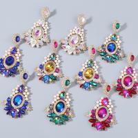 Zinc Alloy Rhinestone Drop Earring, with ABS Plastic Pearl, fashion jewelry & for woman & with glass rhinestone & with rhinestone 