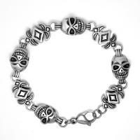 Titanium Steel Bracelet & Bangle, polished, for man, silver color, 13mm Approx 23 cm 