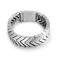 Titanium Steel Bracelet, polished, for man, silver color, 18.2mm Approx 21 cm 