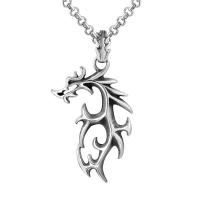 Titanium Steel Jewelry Necklace, Dragon, polished, Unisex, silver color 